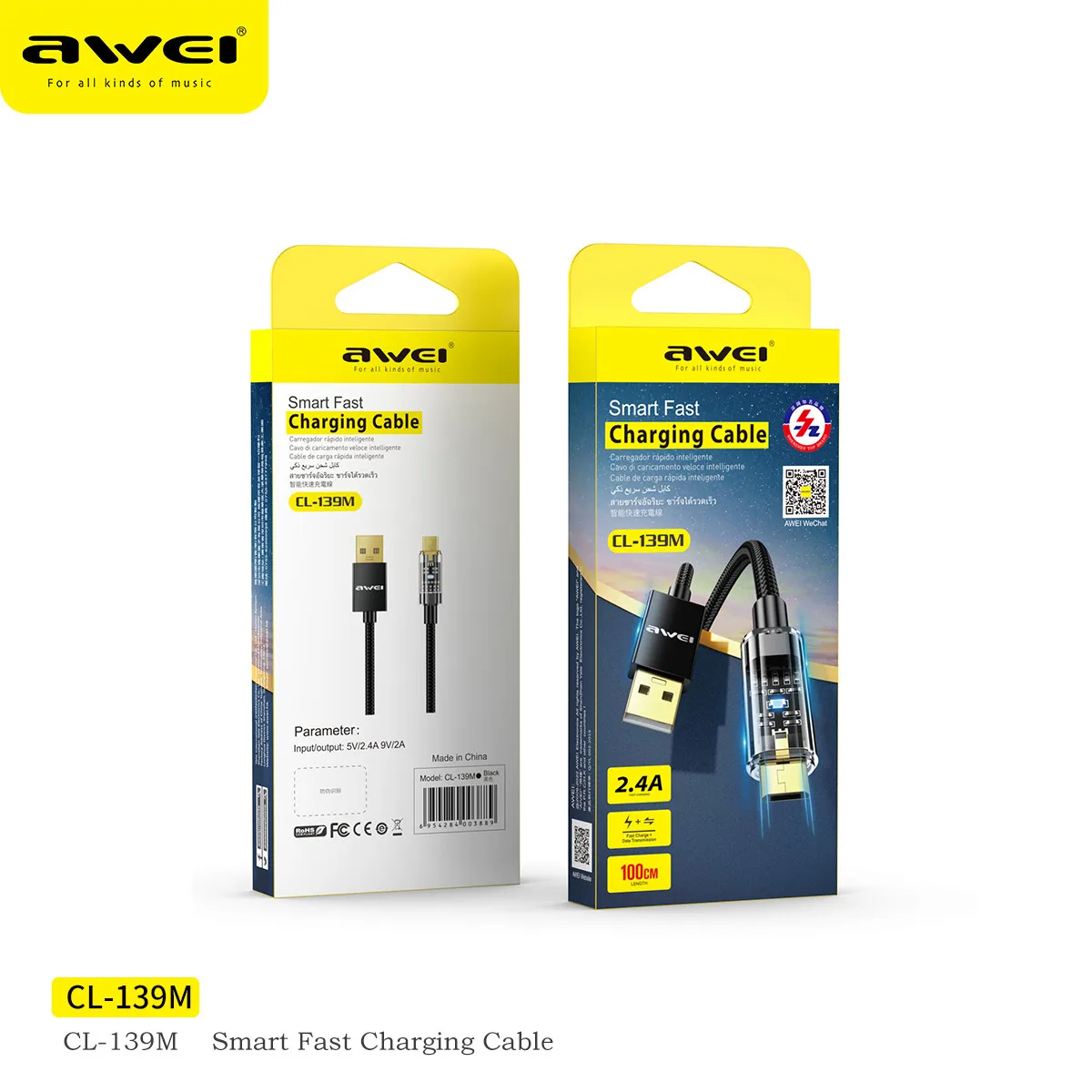 Awei Brands Micro USB Cable Fast Charging Data Cable for Samsung S7 Xiaomi Redmi Note 5Pro Android Mobile Phone MicroUSB Charger