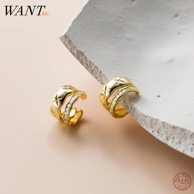 

WANTME 925 пробы серебряные панк французские государственные Мужские t Золото без пирсинга клипса для ушей модные готические серьги-манжеты для...