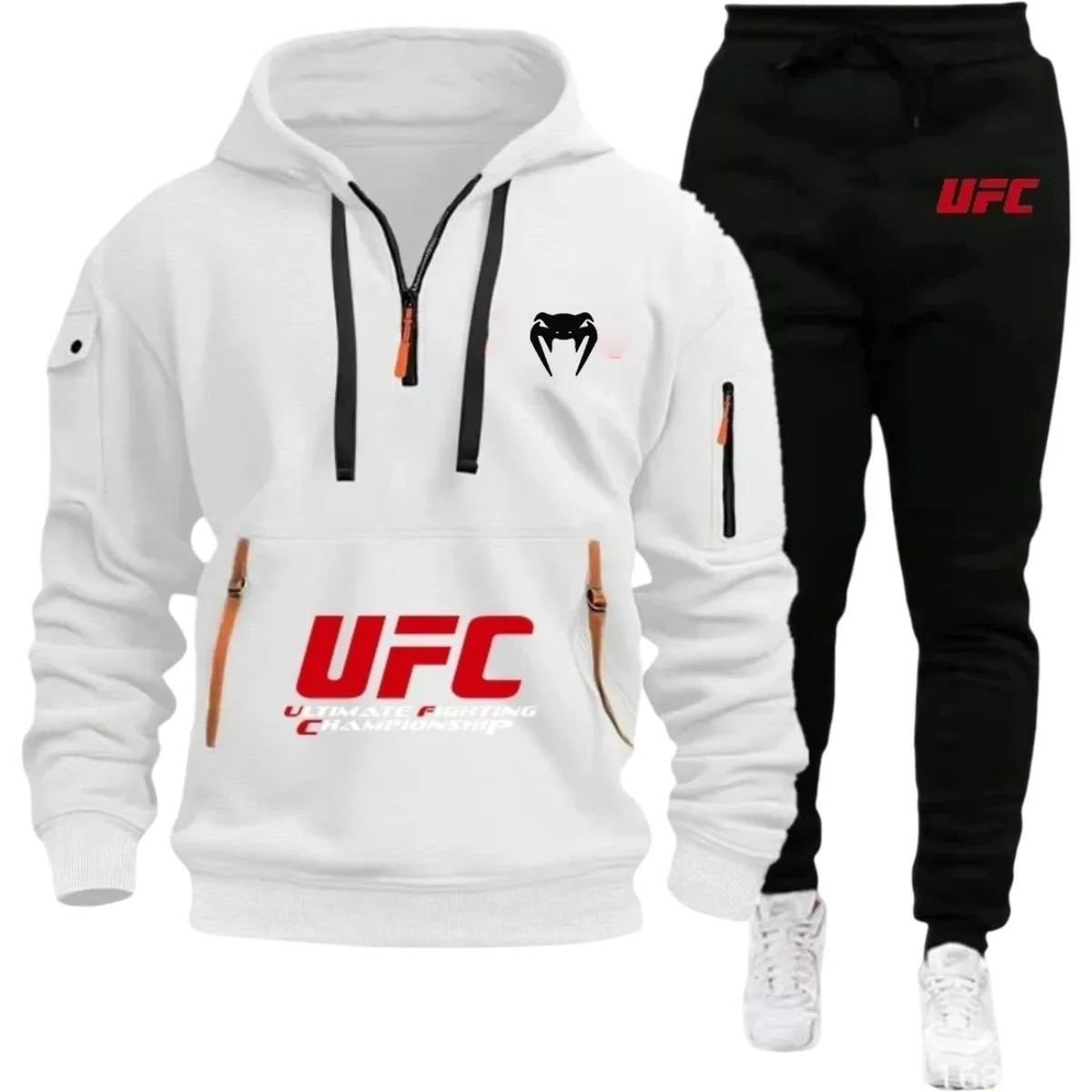 Фото 2026 Утепленная хлопковая куртка большого размера с популярным логотипом UFC, теплый плотный костюм, повседневная и модная зимняя одежда №2