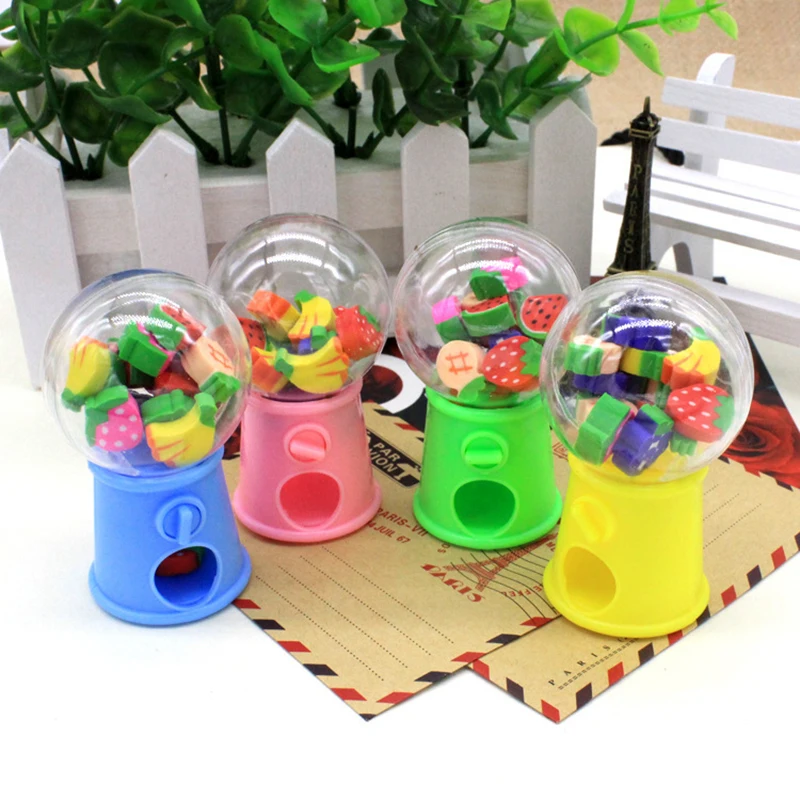 

12pcs Kawaii Gashapon Machine Erasers Cute Mini Rubber Pencil Erasers Kawaii Stationery Kid Toys Gift for School Office Supplies