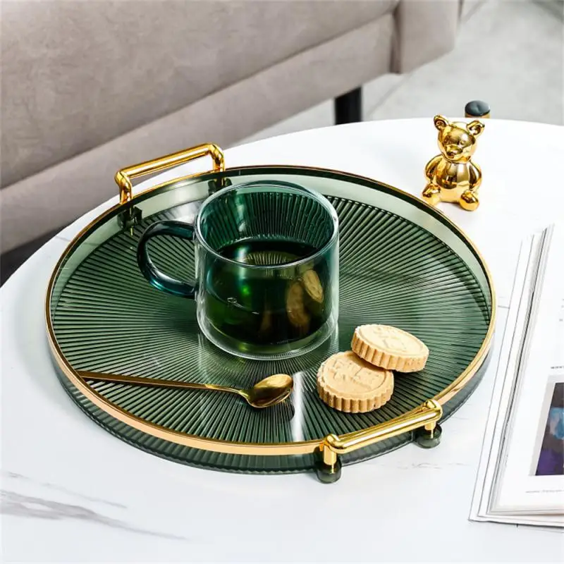 

Light Luxury Wind Water Cup Storage Plate Plastic Tray Nordic Fruit Dessert Plate Tea Cup Plate Round Binaural Tray Food Pan