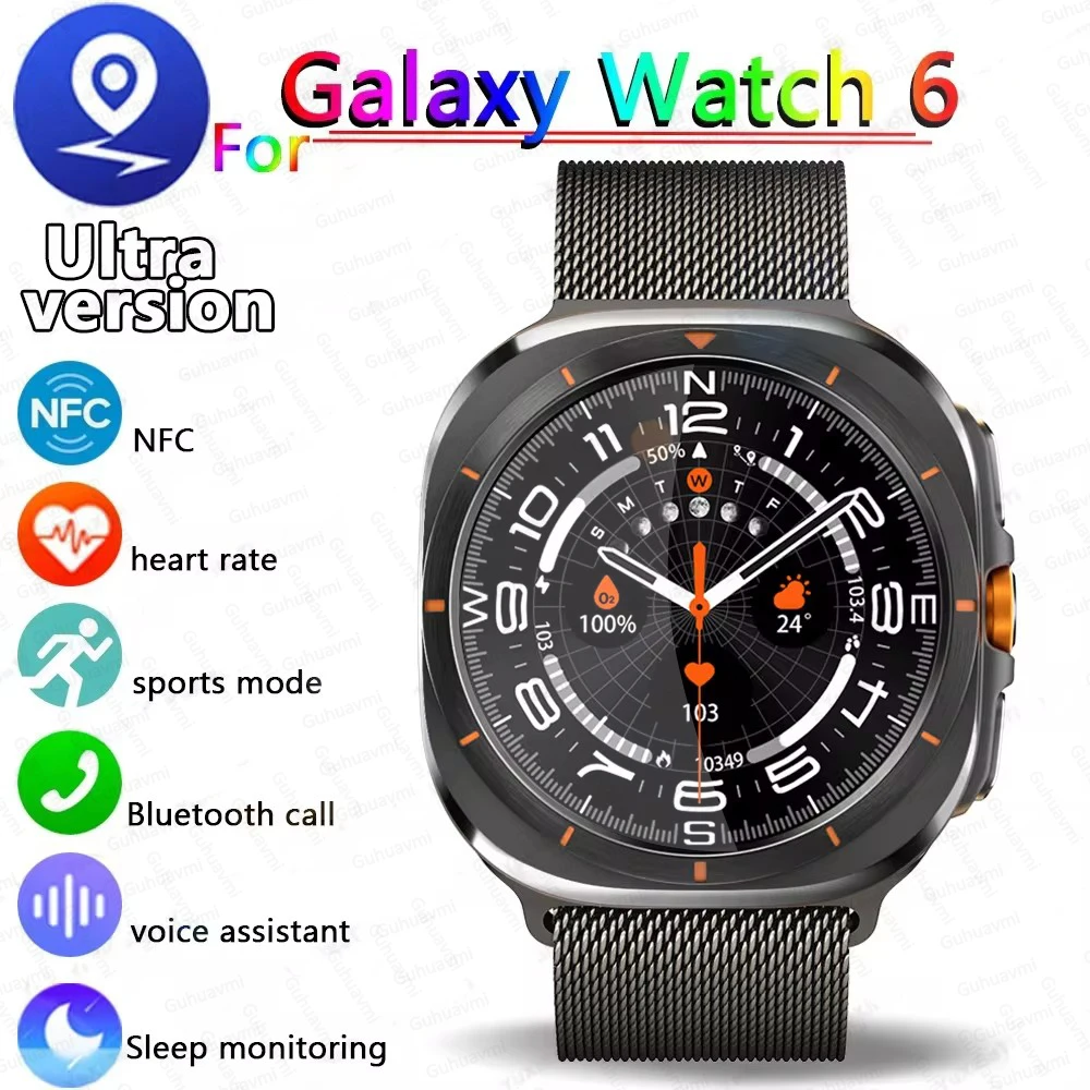 Смарт-часы мужские с GPS-треком Amoled индикацией температуры тела