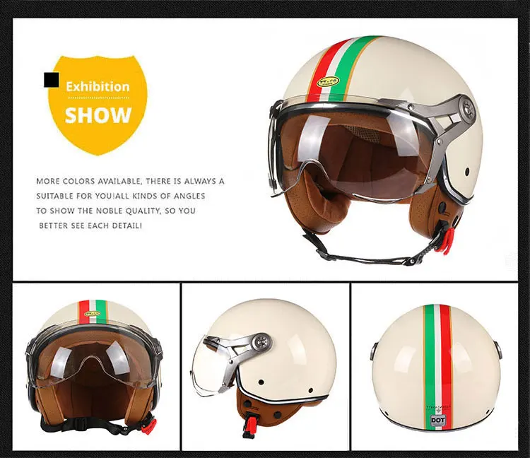 Ретро мотоциклетный шлем с открытым лицом Casco Moto Cafe Racer четыре сезона для мужчин и