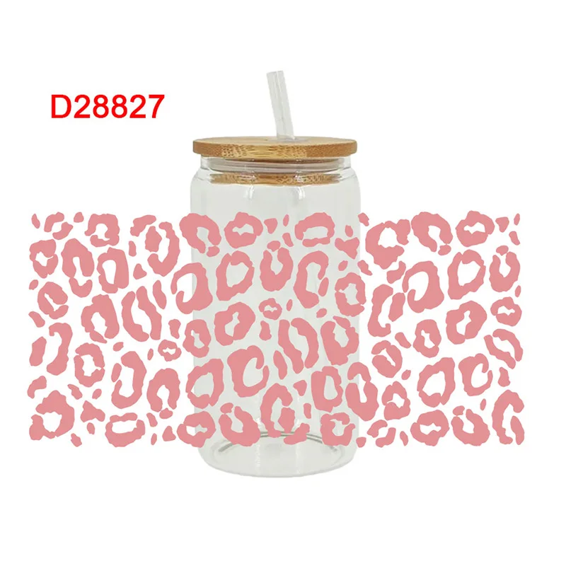 

3D УФ DTF переводные наклейки с леопардовым принтом, обертывания для чашек 16 унций для DIY, стекло, керамика, металла, кожи и т. д. D28417