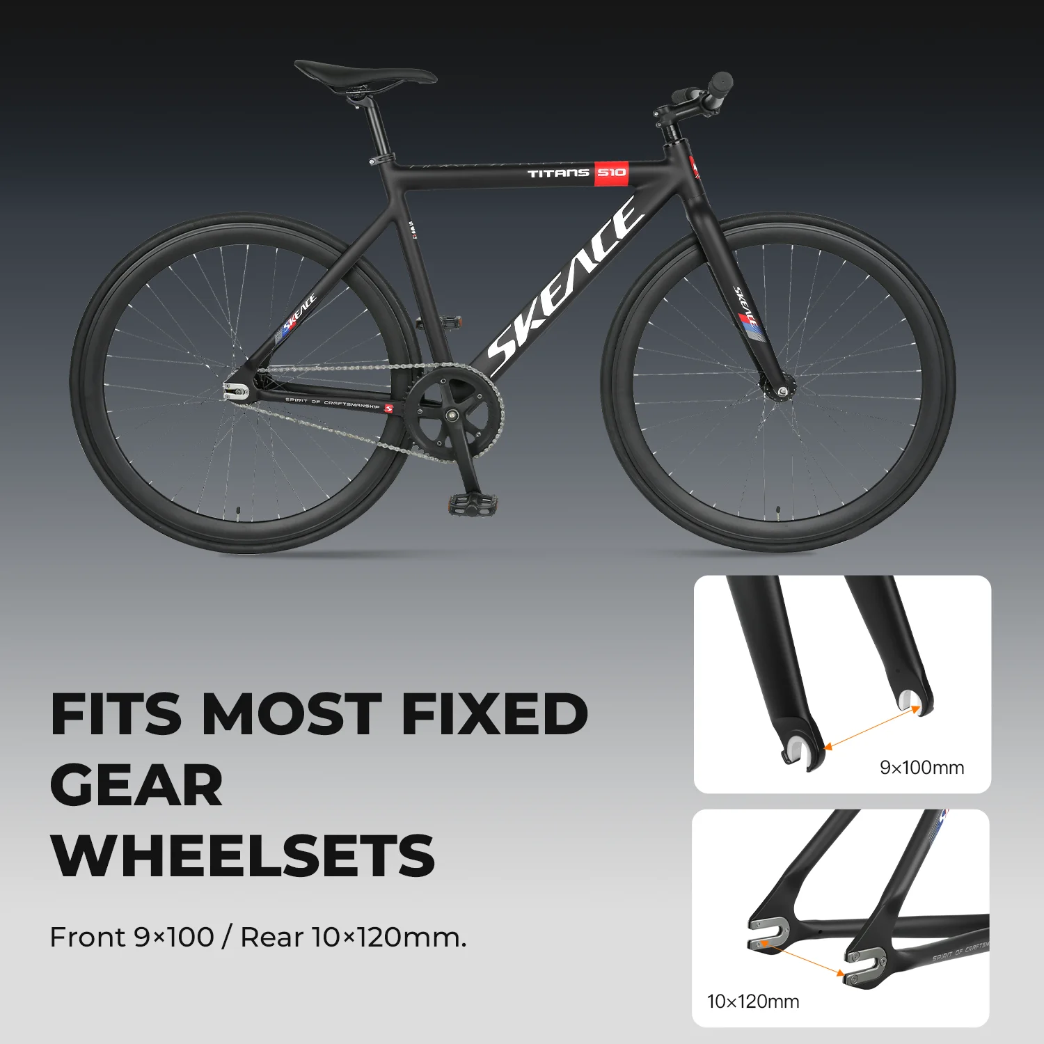 Фото Комплект рамы SKEACE 700C Fixie из алюминия 6061 для трекового велосипеда, BB68, под ободные тормоза, задняя втулка 120 мм, рама для фикс-гир велосипеда, подседельный штырь 27.2 мм №5