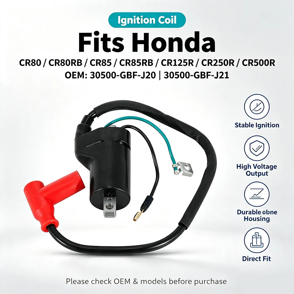 Фото Катушка зажигания для Honda CR80 CR80R CR80RB CR85 CR85R CR85RB CR125 CR250R CR500R OEM:30500-GBF-J20 30700-KA5-771 №1