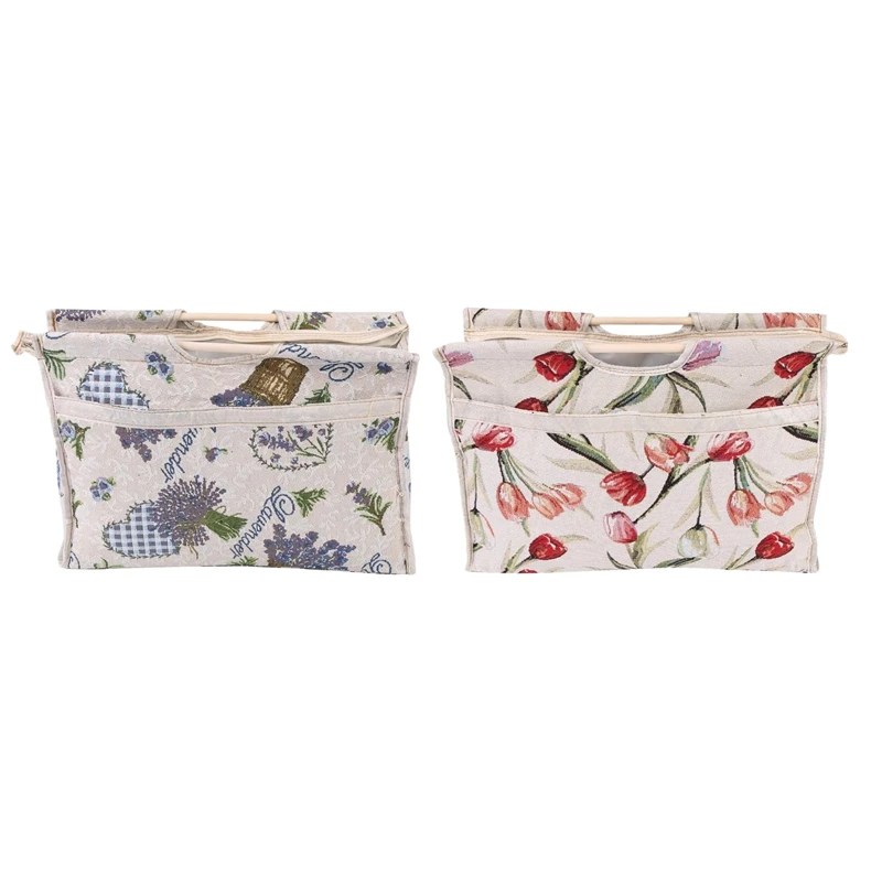 

Сумка для вязания, сумка для хранения вязальной ткани с деревянной ручкой для шитья спиц