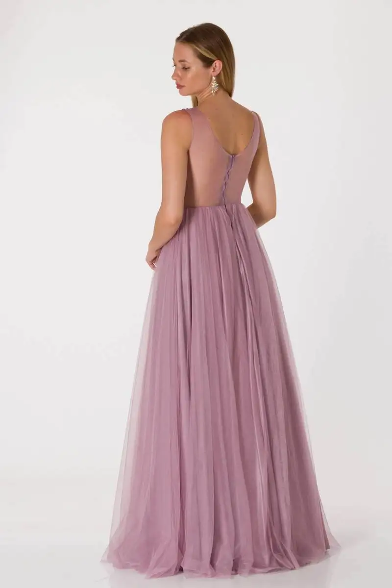 

Ruched Puffy Tulle Dress Lavender Lili