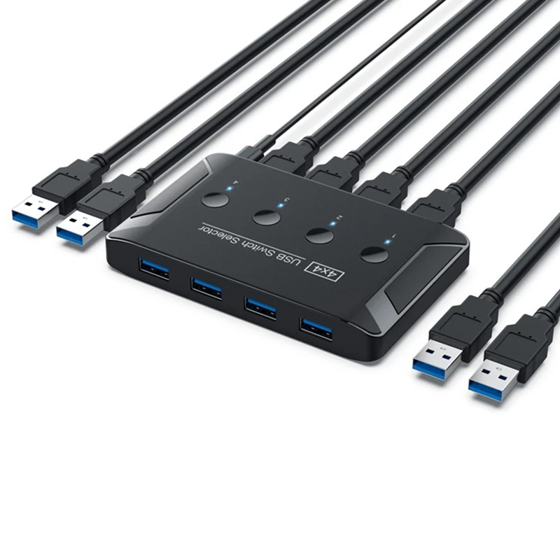 

USB KVM Switch 4 In 4 Out USB 3.0 Switch With Extension Cable Keyboard Mouse Printer U Disk Sharing Splitter