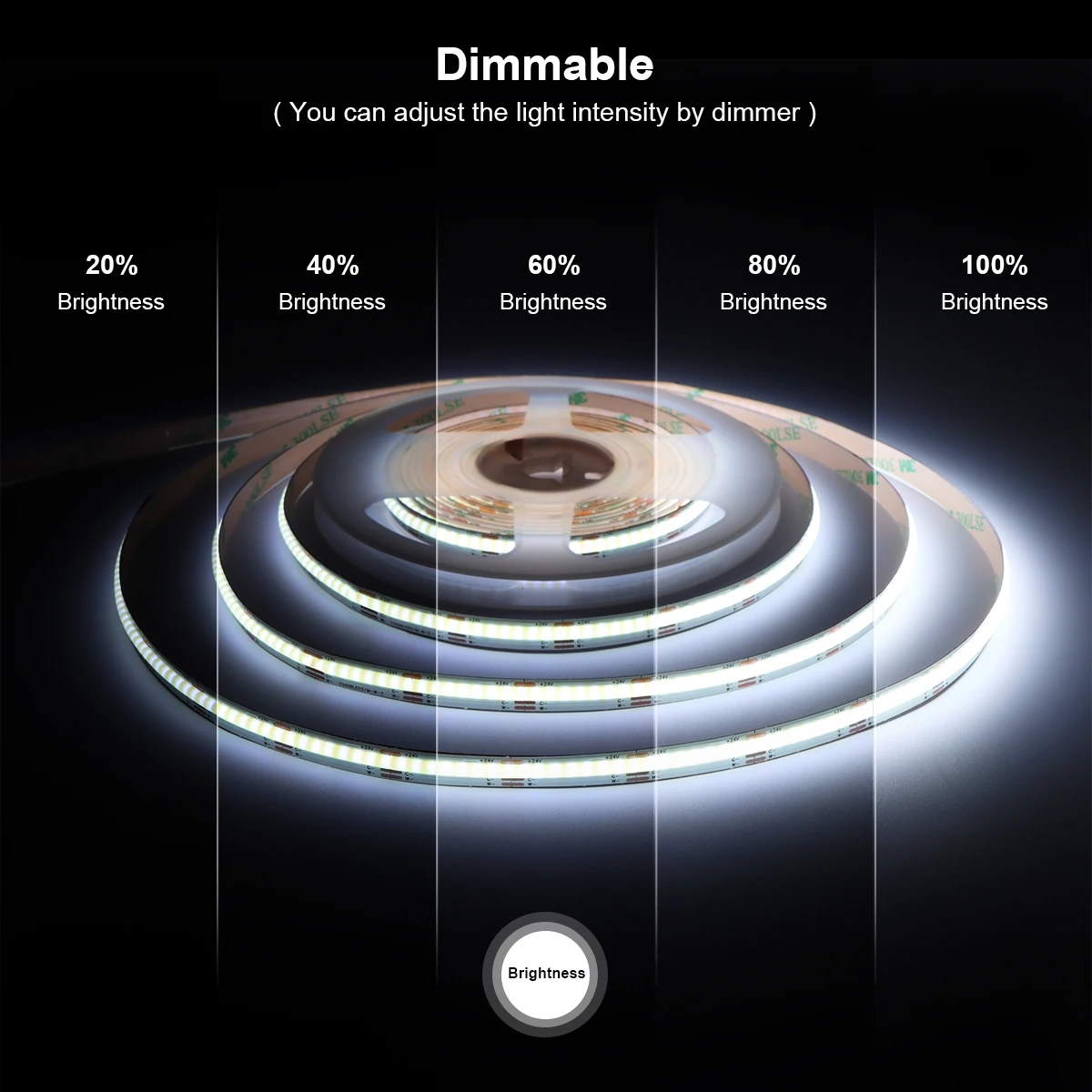 Светодиодные Ленты Высокой Плотности Cct Cob 608 Светодиодов На Метр С Регулируемой