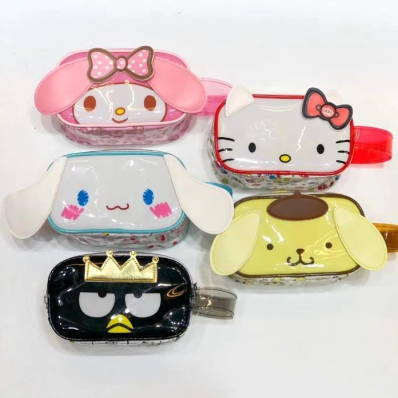 

Melody Hello Kitty Cinnamoroll Purin Cartoon Transparent Handle Head Type Cosmetic Bag Environmental Protection Storage Bag