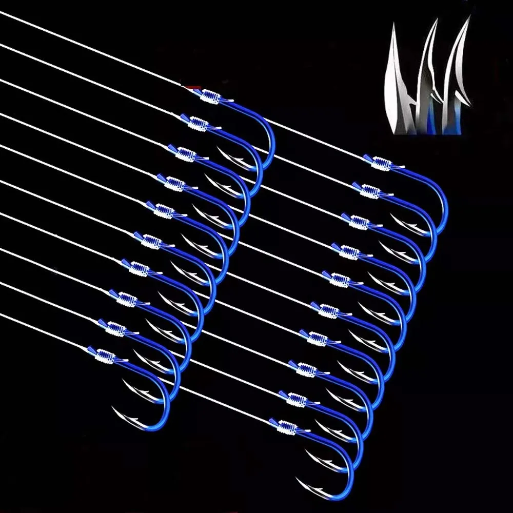 

10 Pairs 45CM Fishing Hook Steel Fish Hook High Carbon Carp Hook Japanese-style Seawater Fishing Ansuo Line Binding Line