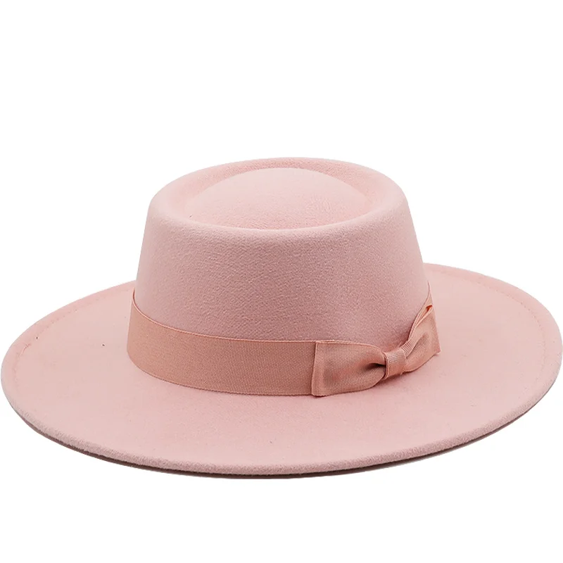 

New 8.5CM Wide Brim Fedora Hat Jazz Hat Women Men Classic Felted Hat Panama Solid British Fascinator Women's Felt Hat