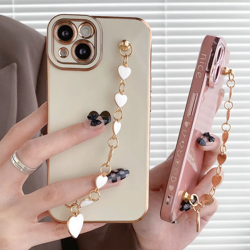 

Plating Love Bracelet Wristband Case For iPhone 14 13 pro 12 11 pro max xs xr xsmax se2 3 7 8plus Shockproof Soft Silicone Cover