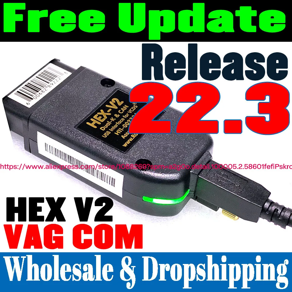 Probadores eléctricos de interfaz VAG COM 22,3 para coche, escáner HEX V2,...