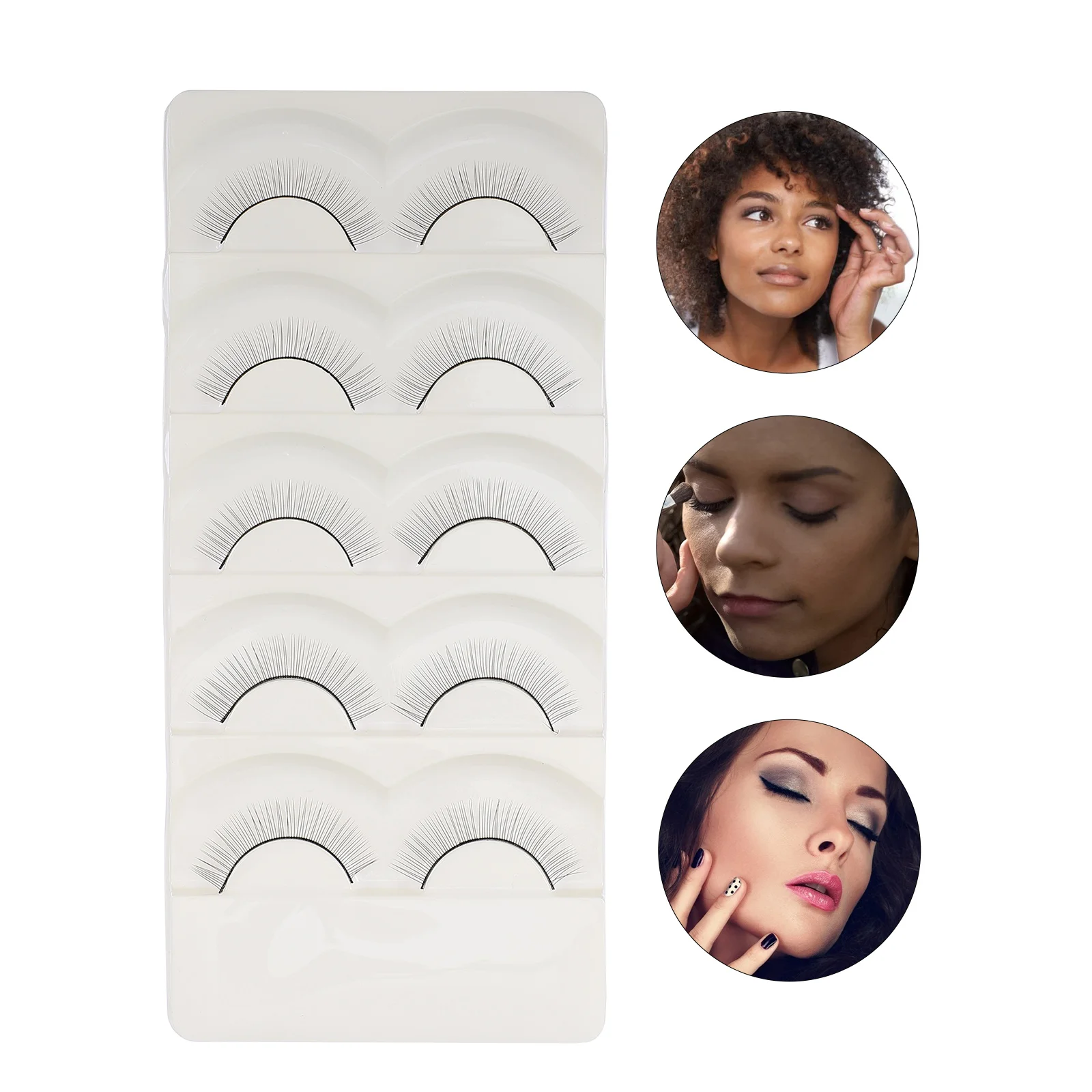 

5 Pairs Practice False Lash Practice Eyelashes Practice Fake Lash Training Eyelash Strips for Eyelash Extension Salon Mannequin
