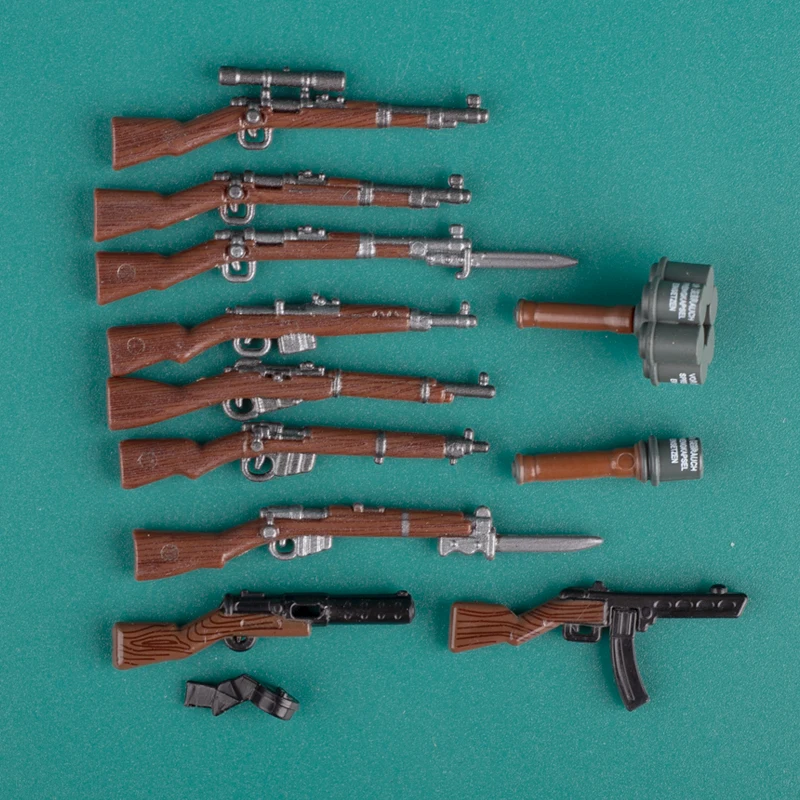 Армейское оружие из дерева "Wood Grain Guns", строительные блоки 98k PPSH, фигурки полицейских сил SWAT, аксессуары винтовки, кирпичи игрушек в подарок детям.