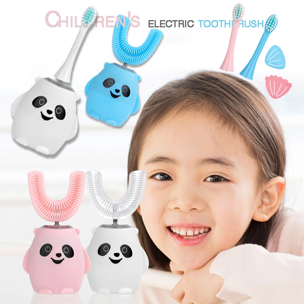 2 in 1 Sonic Electric Child Toothbrush Silicone Children's 360 Degrees Automatic USB Rechargeable Smart Kids Toothbrush U Shape enlarge