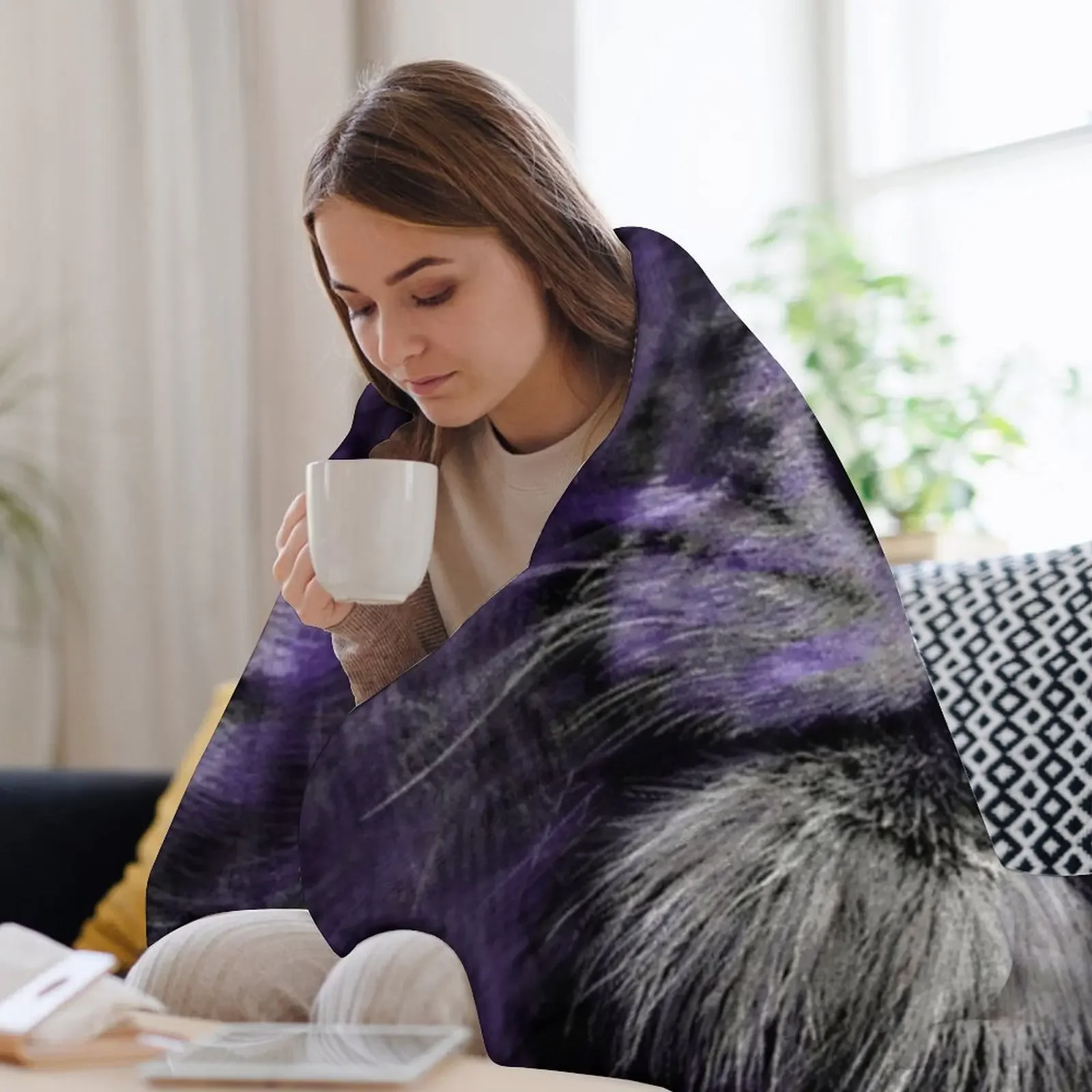 Blue Eyed Lion — дизайн UMD Плед в клетку на диване Одеяла для спальных мешков