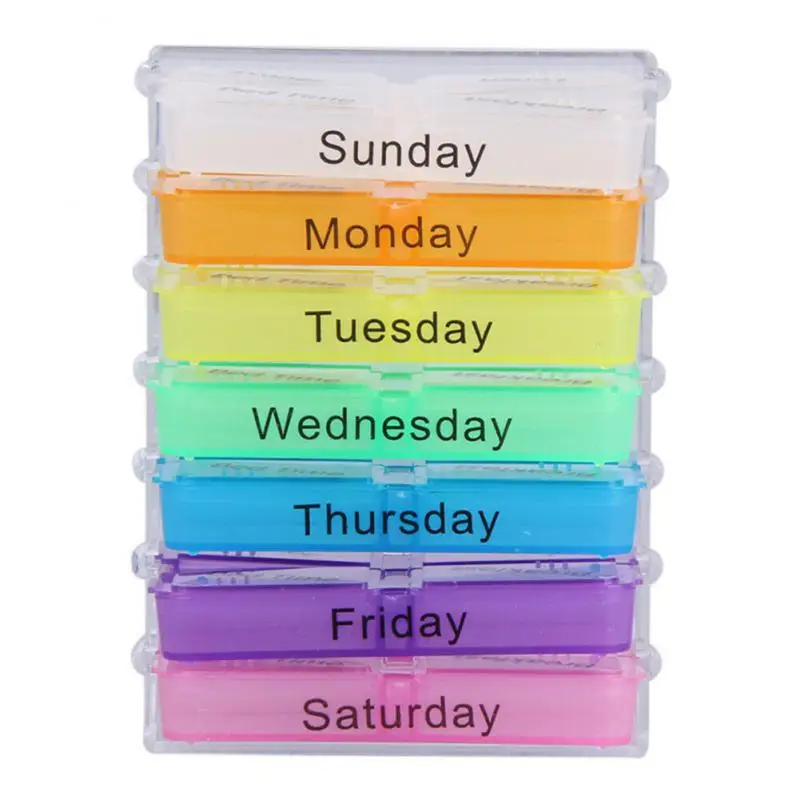 

Weekly 7 Days Pill Box 28 Compartments Pill Organizer Plastic Medicine Storage Dispenser Cutter Drug Cases For Home Travel