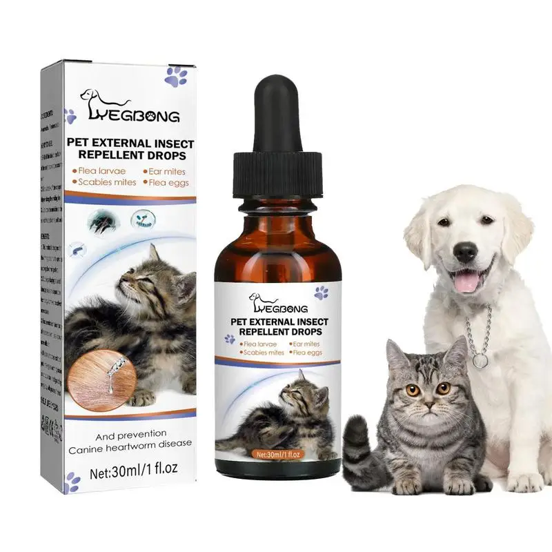 

30ml Pets Dog Cat Anti Flea Drops Universal Anti Flea Drops Insecticides Flea Remover Spray Kitten Puppy Oral Cleaner Remover