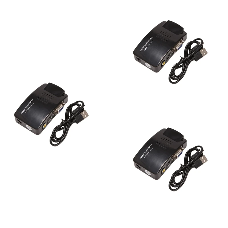 

3X AV To VGA Adapter RCA VGA Converter PC RCA Composite S-Video AV Input To PC VGA LCD Output Converter Switch Box