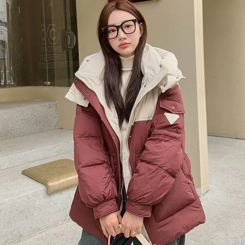 Женская куртка Color Clash на шнурке пуховики плотные теплые снежные новая верхняя