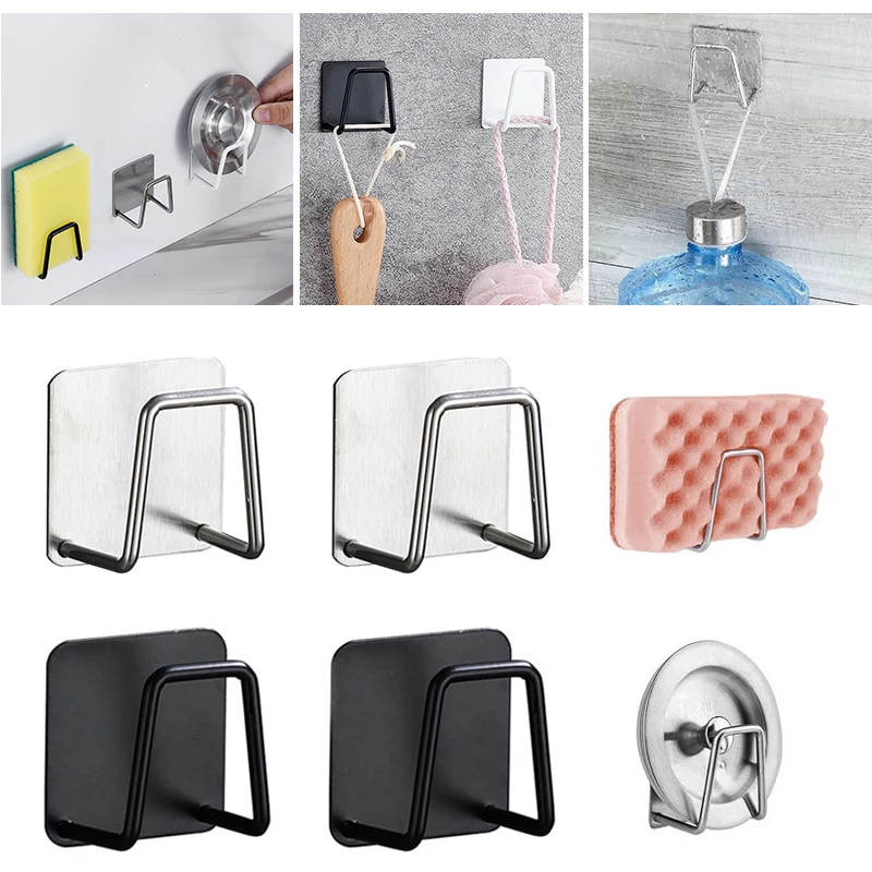 

Stainless Steel Sponges Rack Kitchen Sink Sponges Drain Drying Holder Self Adhesive Hook Storage Holder Kitchen Sink Accessories