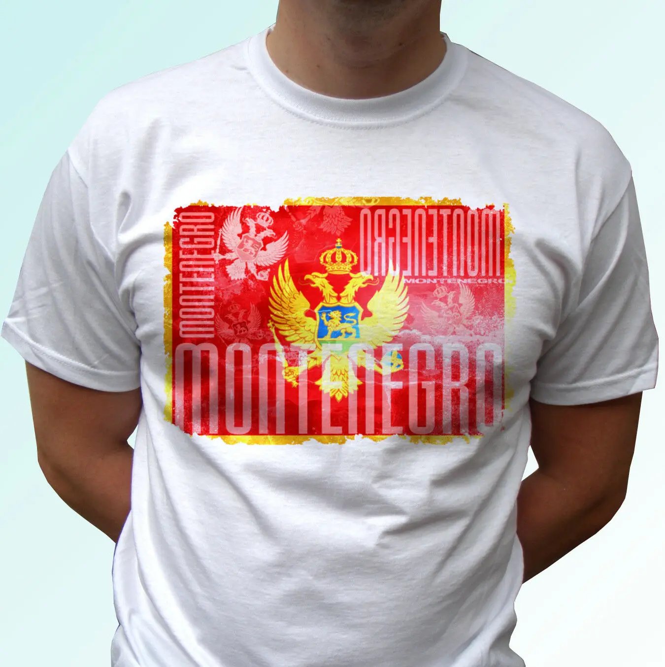 

Montenegro Flag Design White T Shirt Top Modern Tee - Mens Breathable Top, Loose Casual Mens T-shirt S-3XL