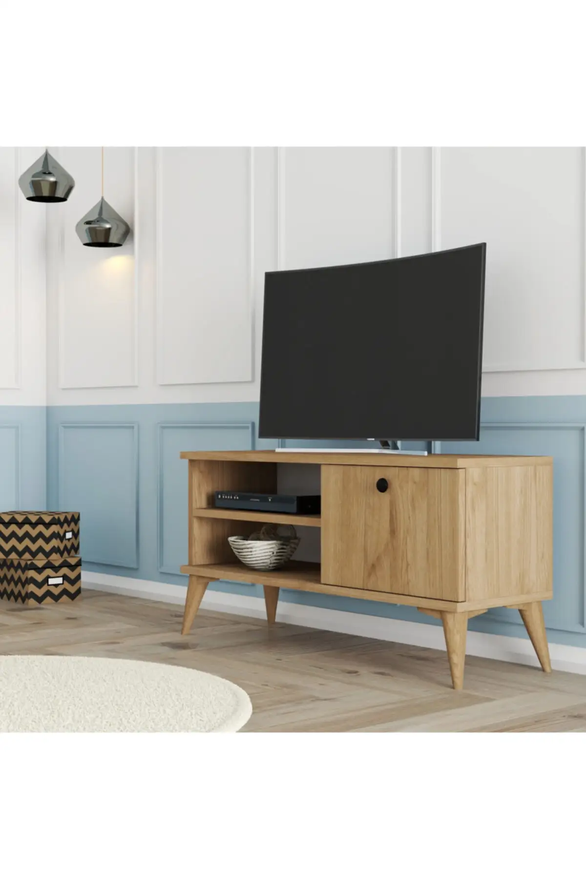 

Simple Stylish Tv Unit Modern Looking Natural Wood Home Furniture Solid Accessory Decor 90cm 3 Color Options