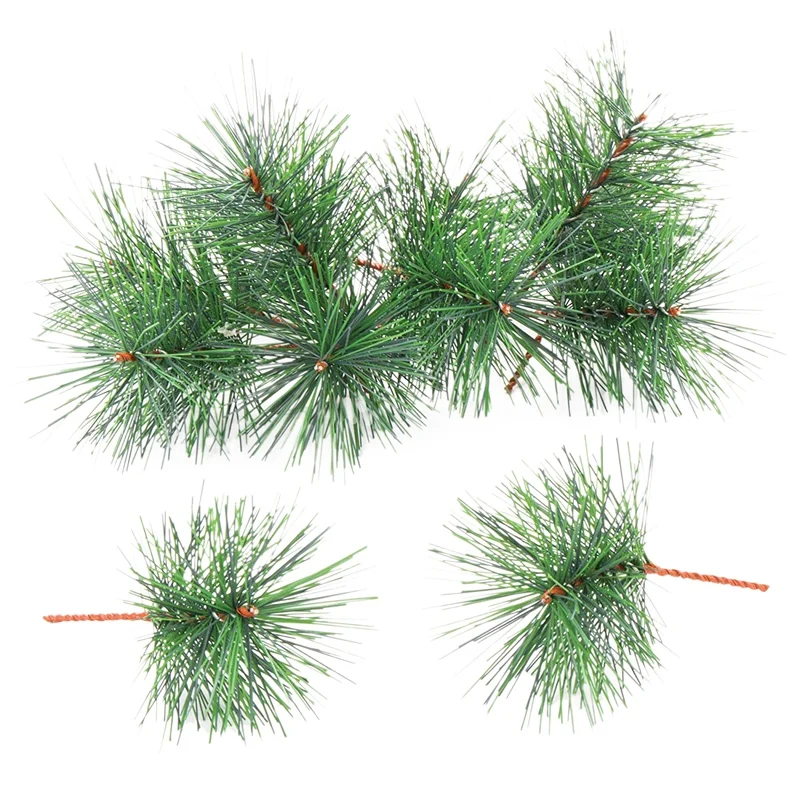 

Искусственные зеленые сосновые иглы, ветки, маленькие сосновые веточки, стебли для рождественских композиций, венки, украшения, 60 шт.