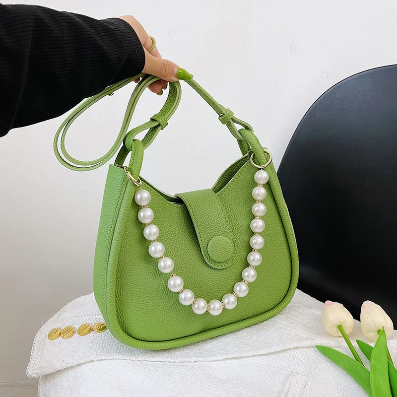 

Fashion Small Beading Shoulder Bag Pu Leather Solid Hand Crossbody Bags Female 2022 Trend Single Luxury Handbags High Quality