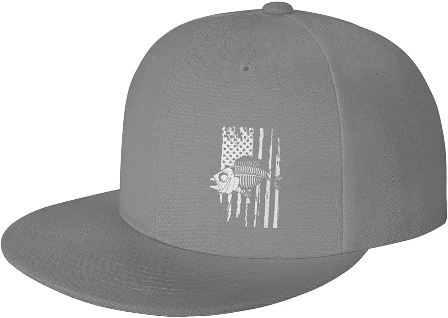 

American Flag USA Bone Fish Hat Classic Flat Bill Trucker Cap Adjustable Black Baseball Caps for Men Women Four Seasons Casual