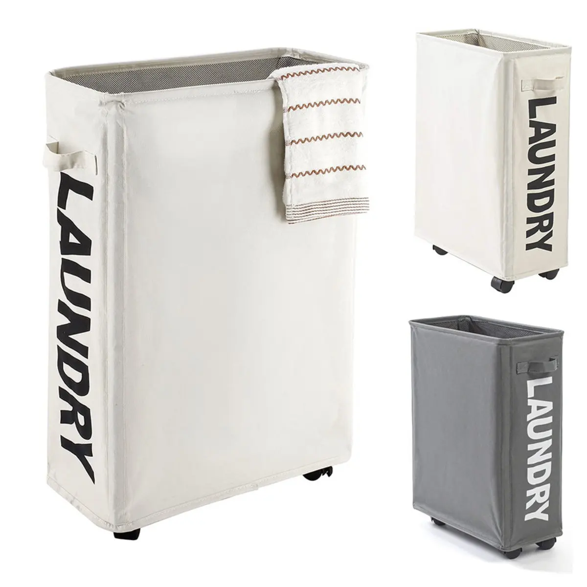 

Household Narrow Dirty Clothes Storage Organizer Foldable Dirty Laundry Basket for Bathroom Yoga Mat Storage Basket with Pulley