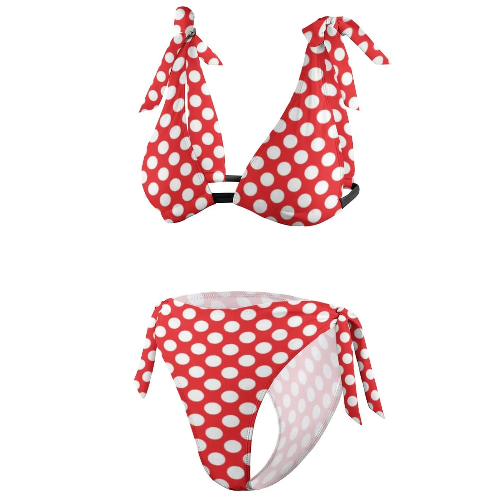 Белый и красный бикини в горошек купальник с винтажным принтом оптовая продажа
