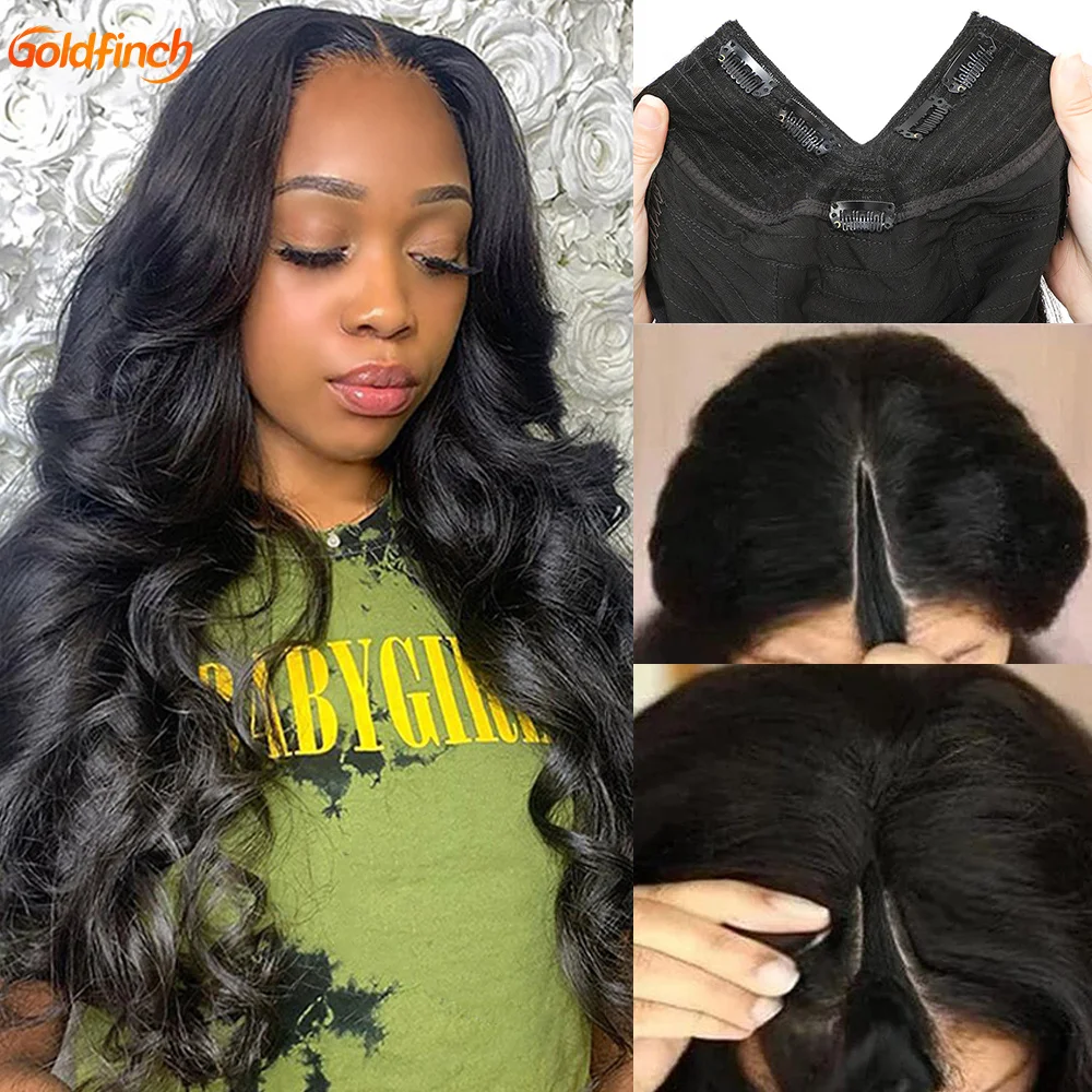 

Body Wave U V Part Wig Human Hair Indian Remy Hair Glueless Human Hair Wigs Put On And Go Hair For Black Women Goldfinch Hair