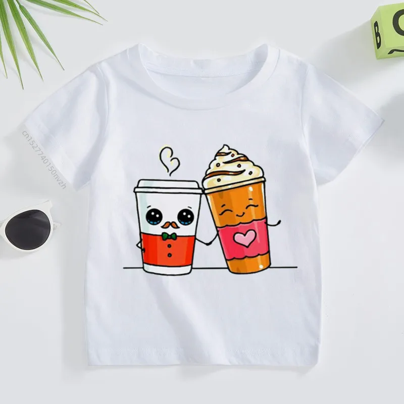 

New Products Boysgirls T-shirt Cute Milk Tea and Ice Cream Cartoon Print T Shirt Custom Summer Tops Children Clothing