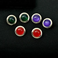 korean version of the new colorful translucent resin round ladies earrings temperament simple 925 silver needle womens earrings