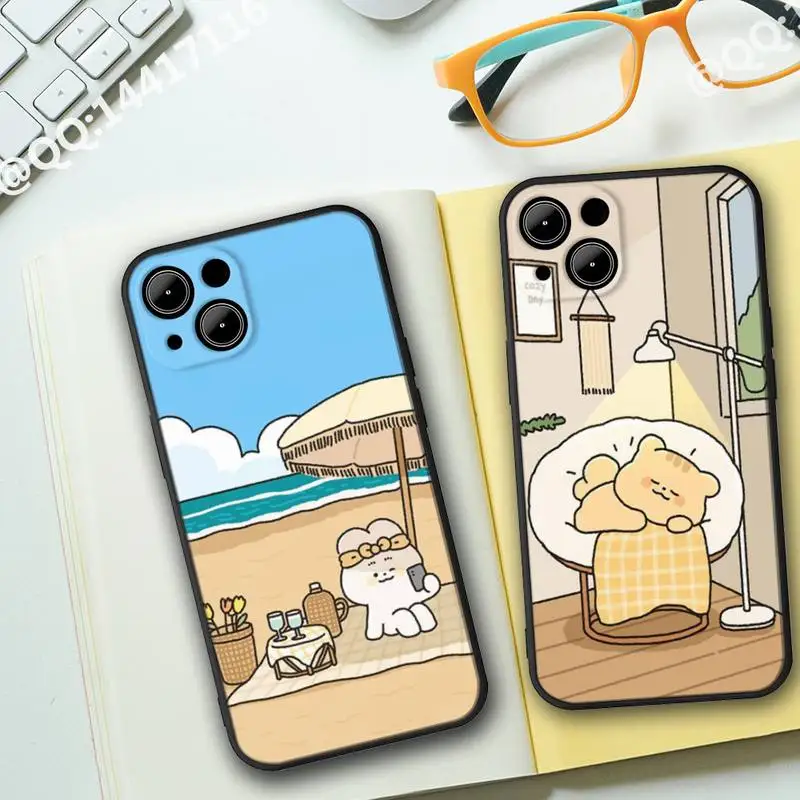 

Vacation bunny seaside Phone Case For iphone13 12 11 Pro Max X XR Mini XS 7 8 6s plus SE 2020 phone Full Coverage Covers