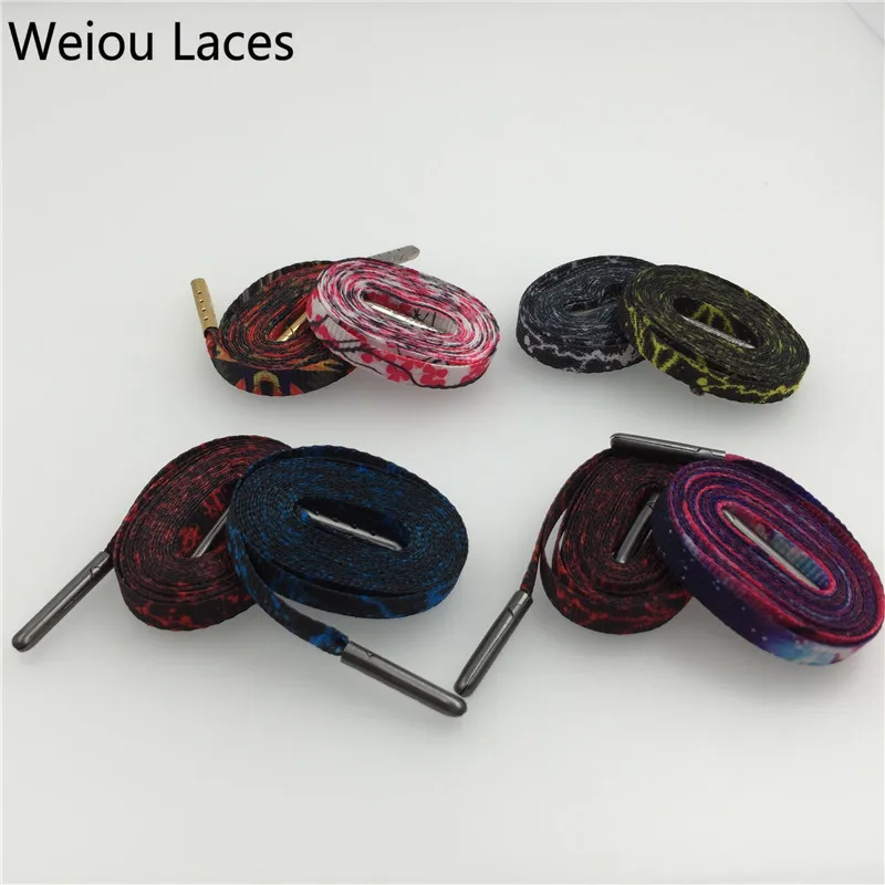 (30 Pairs/Lot) Weiou Sublimated Printing Plum Blossom Shoe Lace Polyester Strings New Designs Patterned Shoestring Custom Size