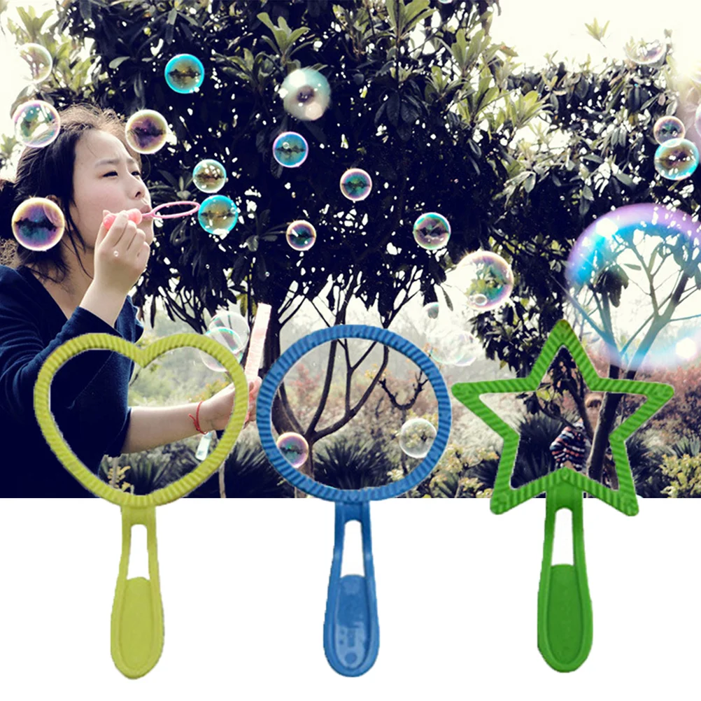 

6Pcs Bulk Bubble Wand Set Large Bubble Wand with Tray Bubbles Wand Assortment for Outdoor Playtime Kids Summer Outdoor Bubble