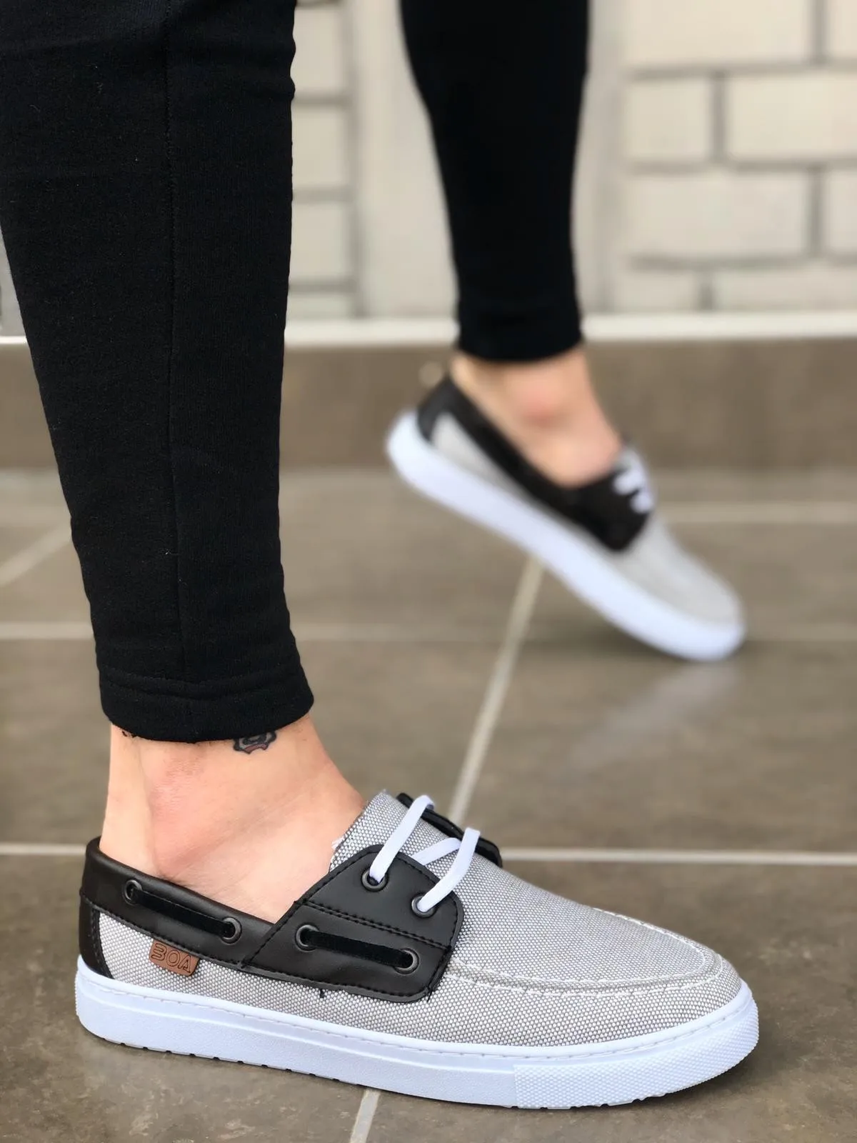

BA0101 Lace-Up Gray Black White Sole Sports Classic men's Shoes