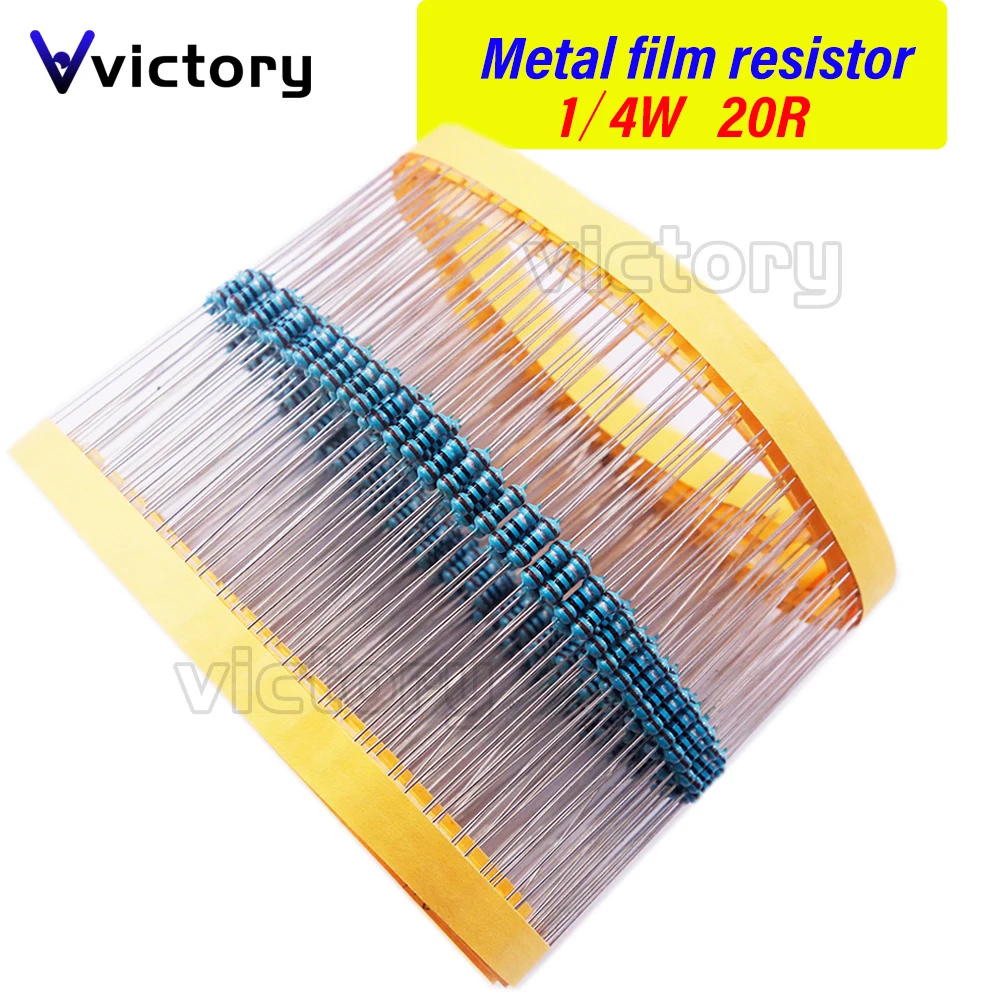 100 шт. металлический пленочный резистор пять цветов Кольцевое плетение 1/4 Вт 0 25 1%