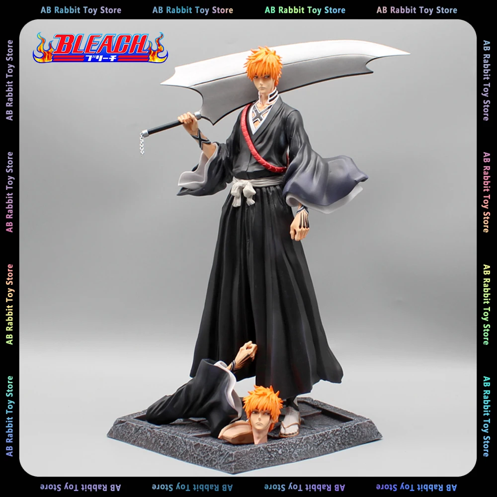 

33cm Bleach FlyLeaf Kurosaki Ichigo Figure Ichigo Kurosaki Anime Figures Double Hands Heads Figurine PVC Statue Model Doll Toy