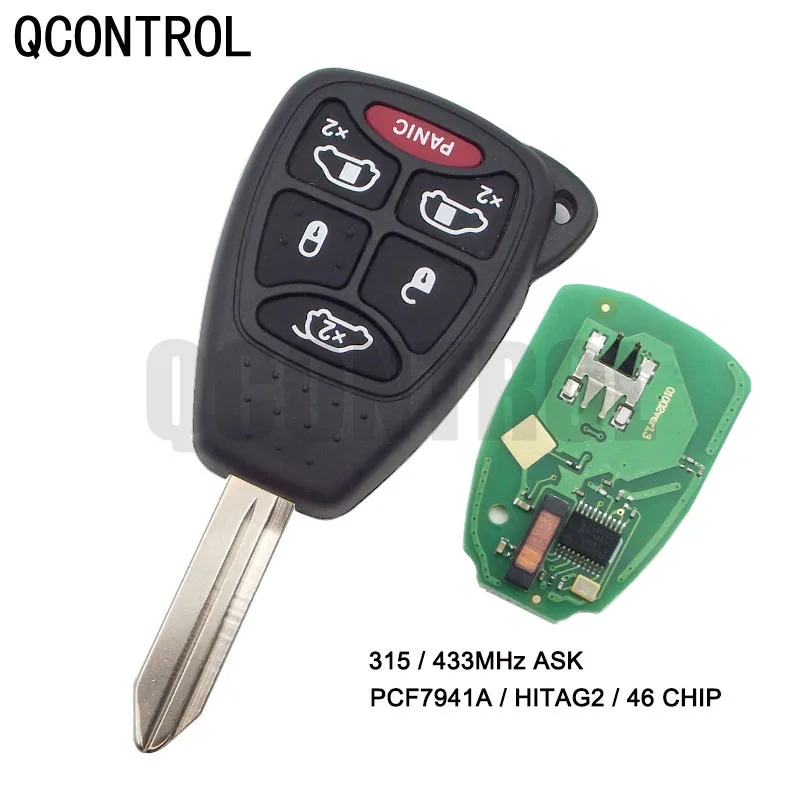 

QCONTROL Car Key Vehicle Remote for Chrysler Town & Country Aspen 200 300 PT Cruiser Sebring Pacifica 433MHz ID46 Chip