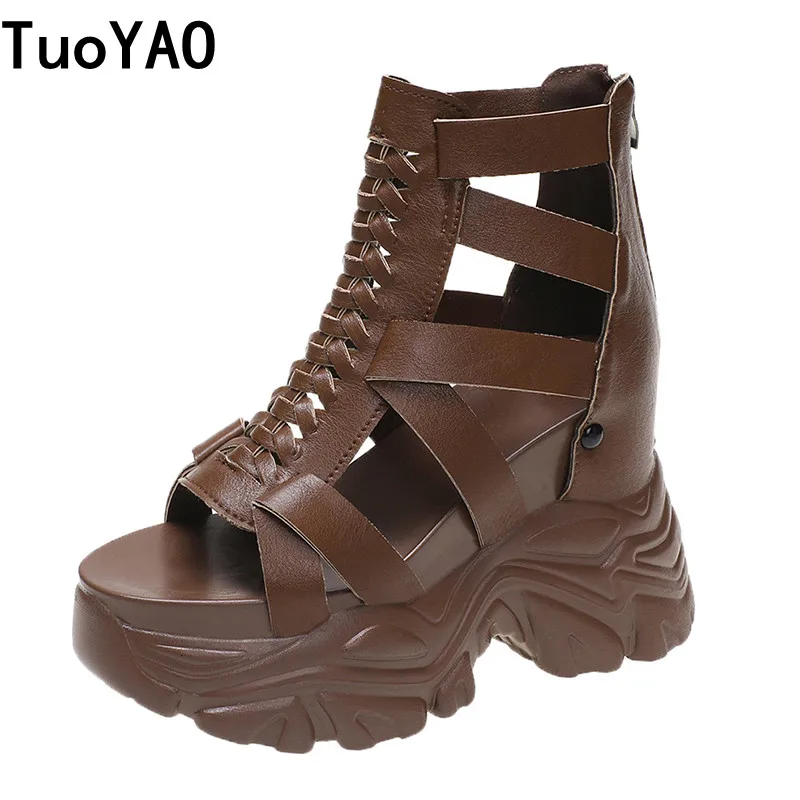 

New Summer Women Sandals Wedge Heels Sneakers 2022 Fashion 10CM High Heels Platform Beach Flip-Flops Gladiator Sports Sandalias
