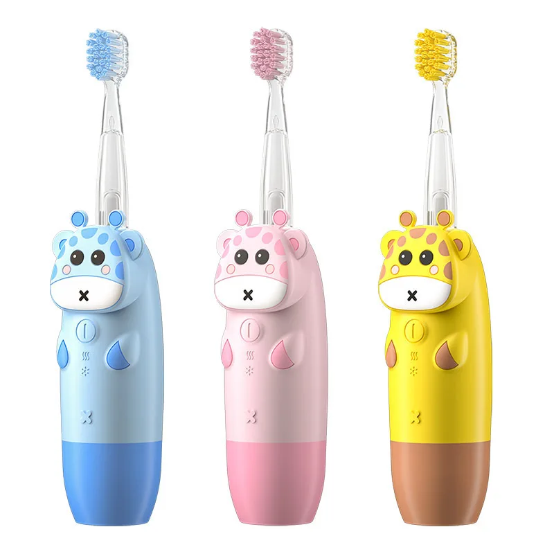 For 3-12 Ages Children's Sonic Electric Toothbrush Battery Colorful LED Sonic Kids Tooth Brush Smart Timer Brush Heads