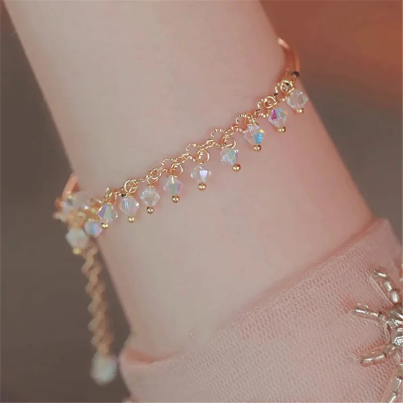 

Super Flash Crystal Adjustable Women Bracelet Fashion Tassel Jewelry Luxury Niche Versatile Exquisite Design Bangle Girl Gift