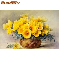 ruopoty oil painting by numbers yellow flowers picture drawing on canvas by number handmade diy gift 40x50 frame home arts