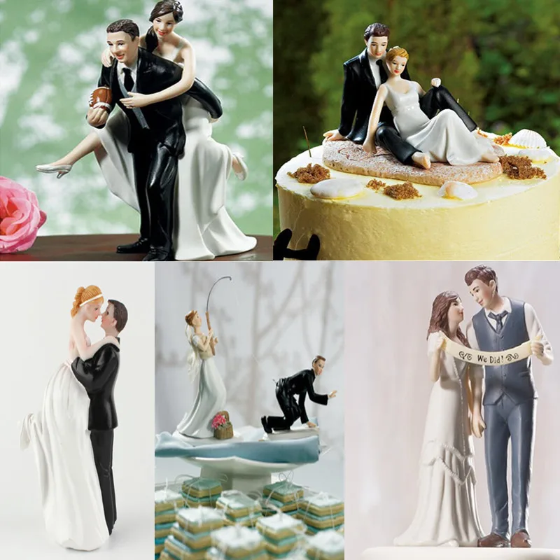 

Cake Toppers Dolls Bride and Groom Figurines Funny Wedding Cake Toppers Stand Topper Decoration Supplies Marry Figurine